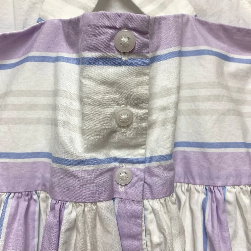 Janie and Jack Pastel Stripe Bow Dress Size 4 Girls Easter Spring Summer Cotton